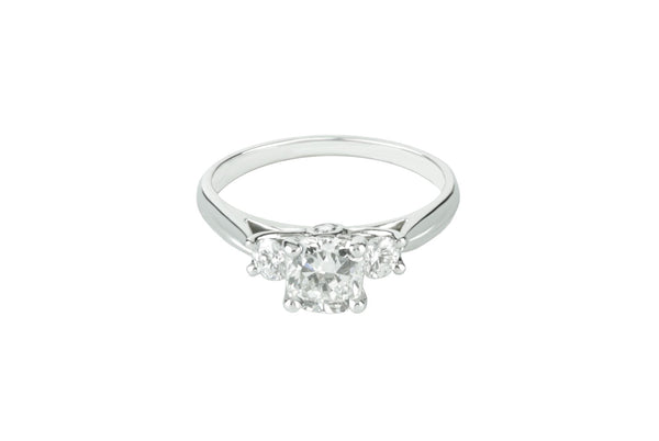 1.3 ctw GIA Certified Cushion Cut Platinum Diamond Engagement Ring