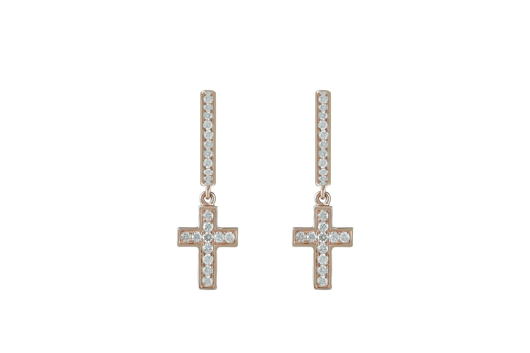 0.55 ctw Diamond Cross Hoop Earrings