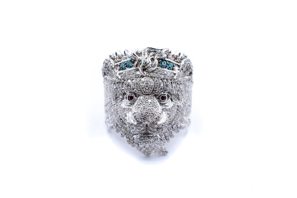 2.9 ctw Men's Lion Head Diamond Fashion Lion Ring