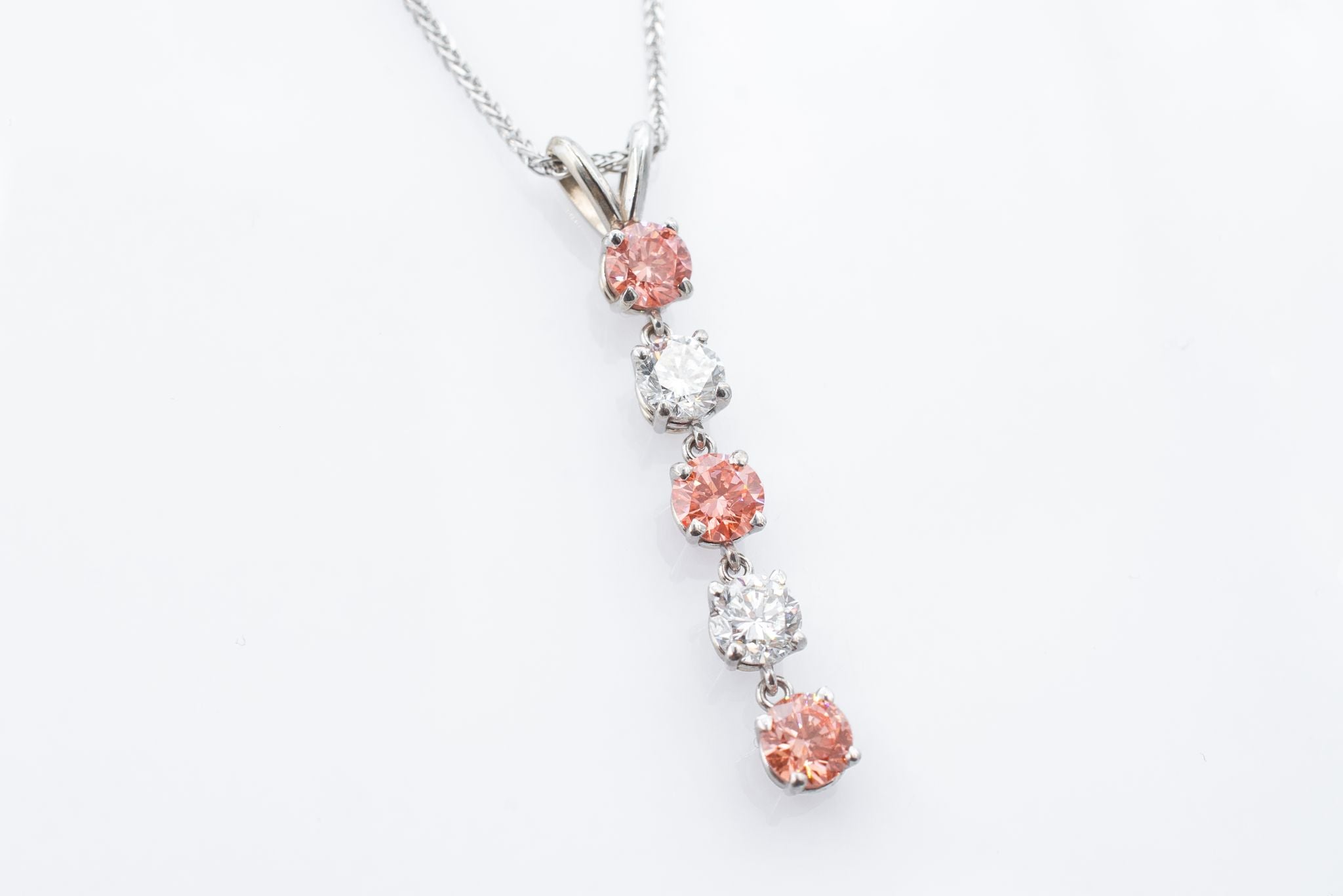 Lab Grown Pink and White Diamond Necklace