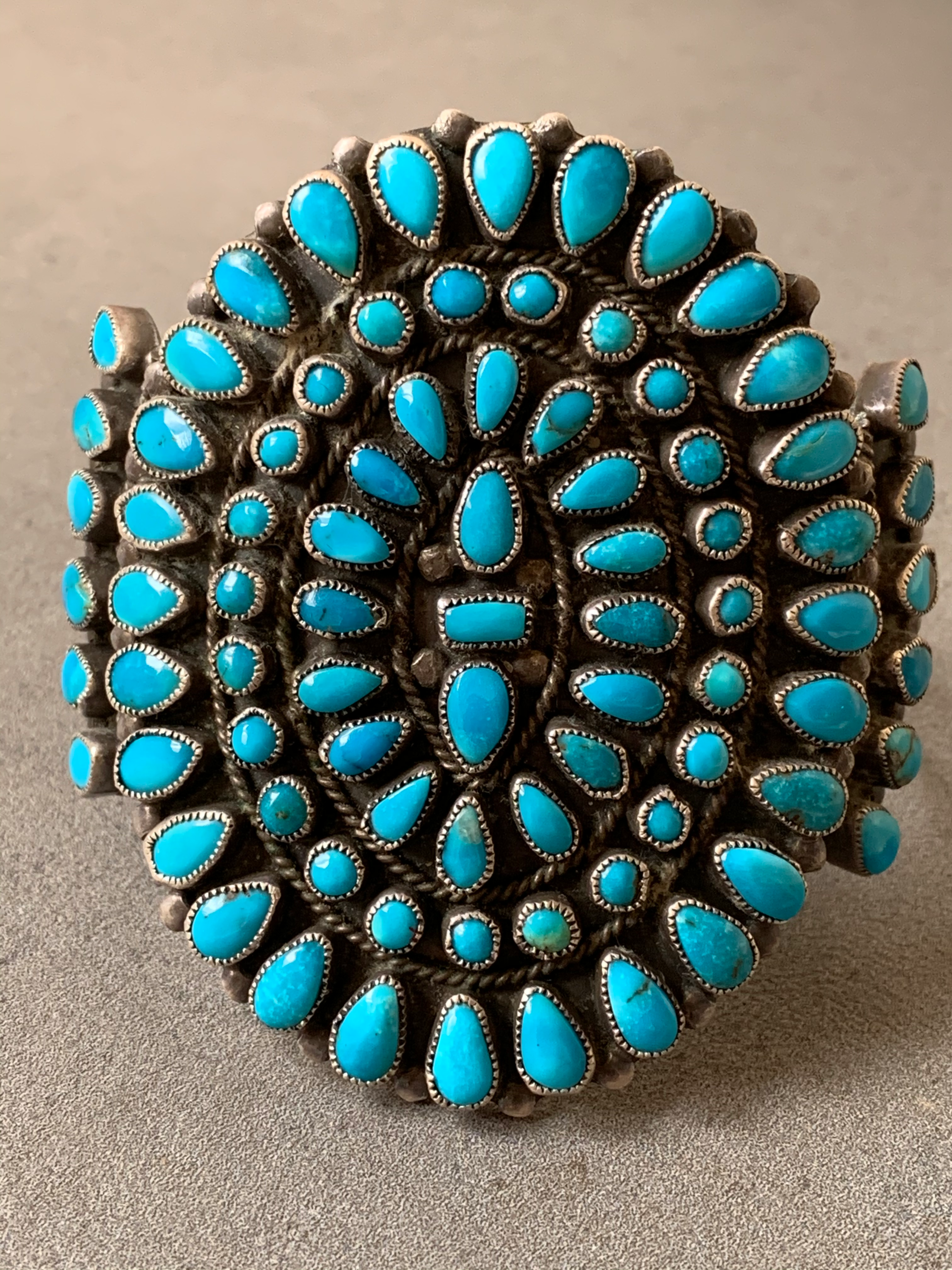 Johnny Mike Begay Navajo Sterling Silver Turquoise Cluster Bracelet