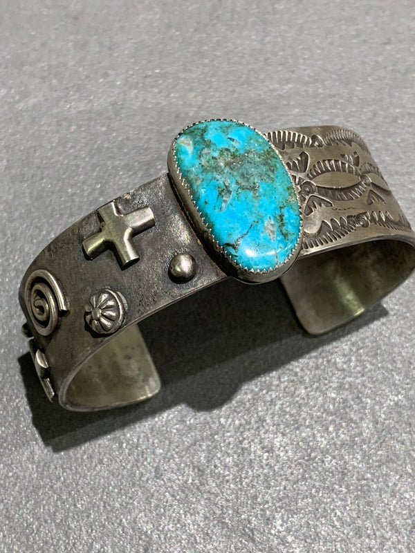 Delbert Secatero Navajo Sterling Turquoise Bracelet