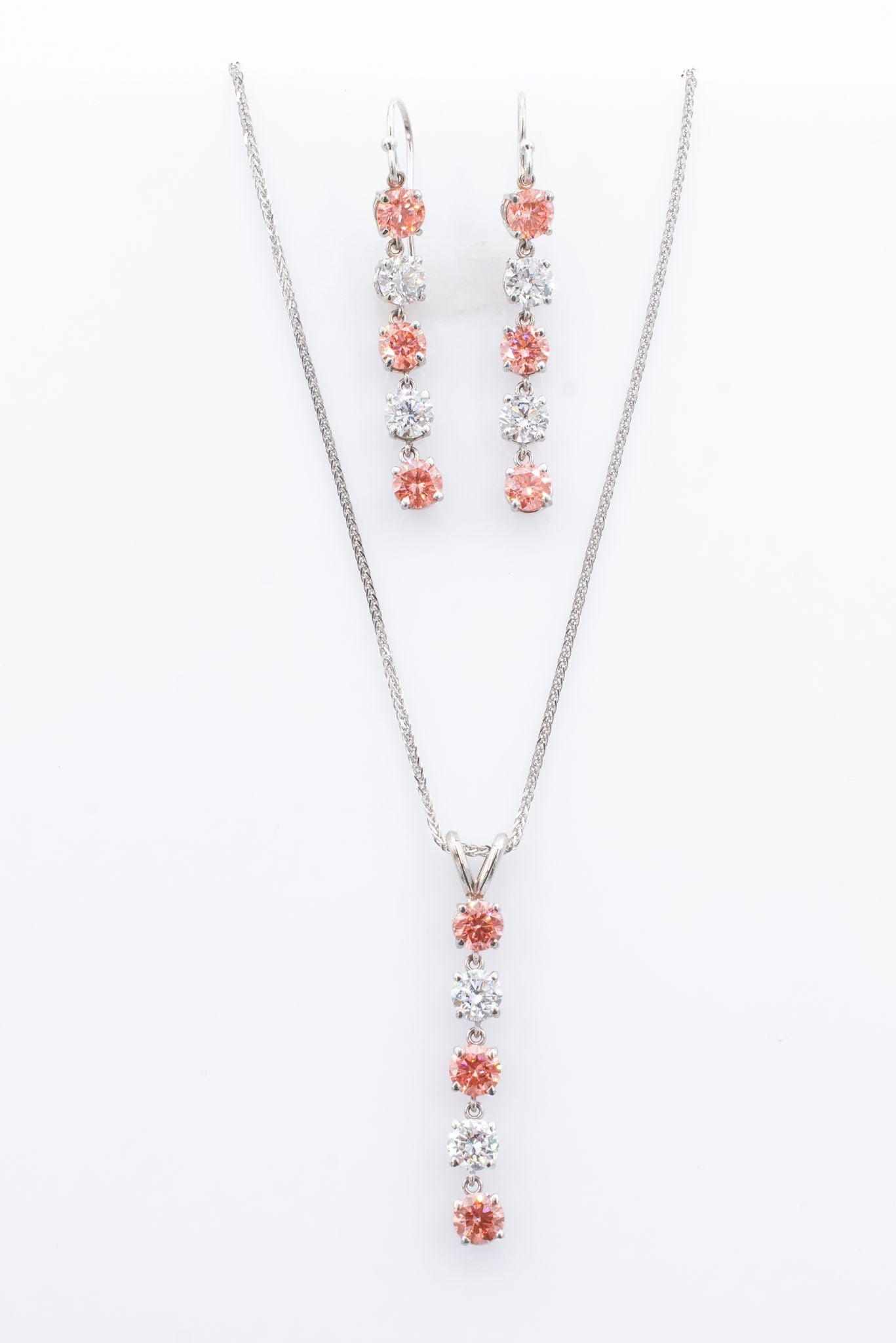 Lab Grown Pink and White Diamond Necklace