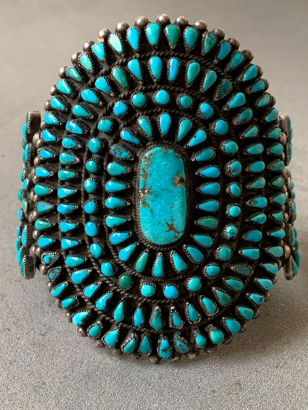 Vintage Sterling Silver Turquoise Cluster Bracelet