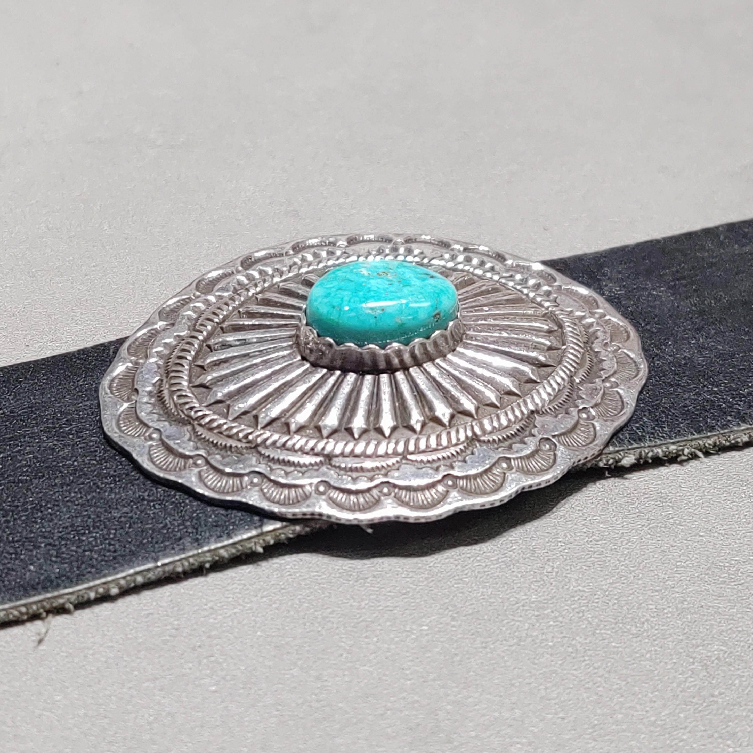 Sterling Turquoise Concho Belt - Cracked