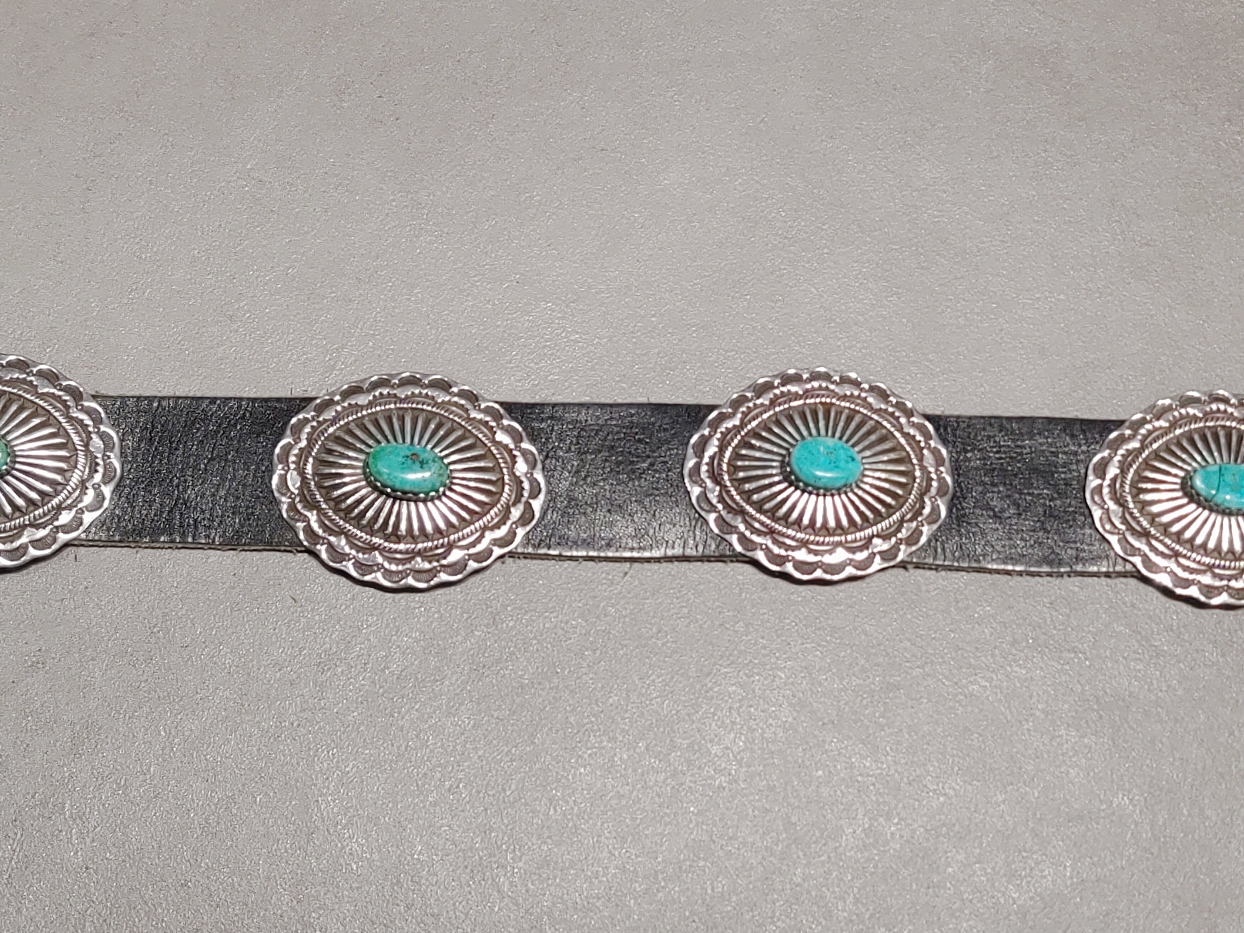 Sterling Turquoise Concho Belt - Cracked
