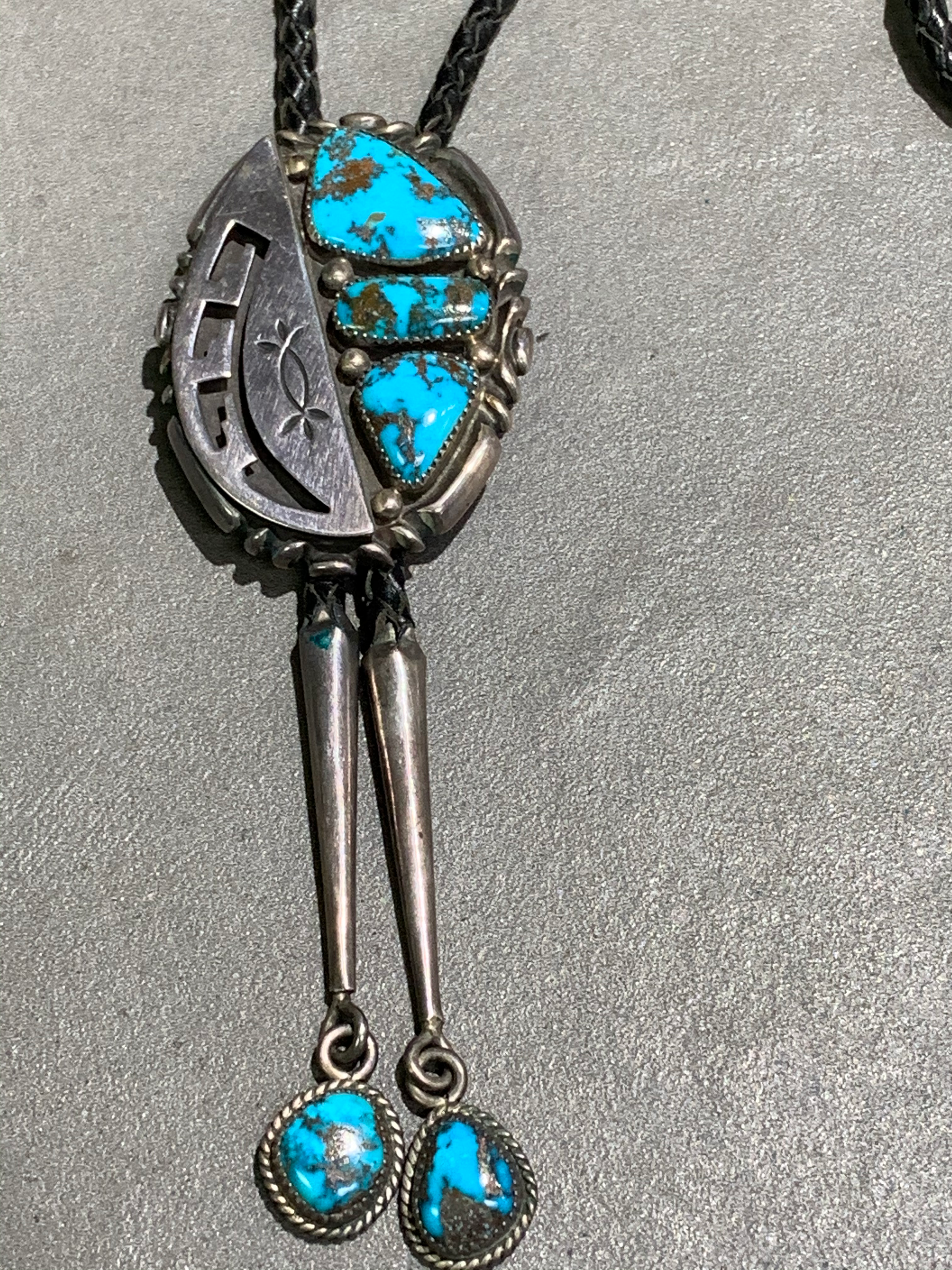 Wilson Begay Navajo Natural Turquoise Sterling Silver Bolo