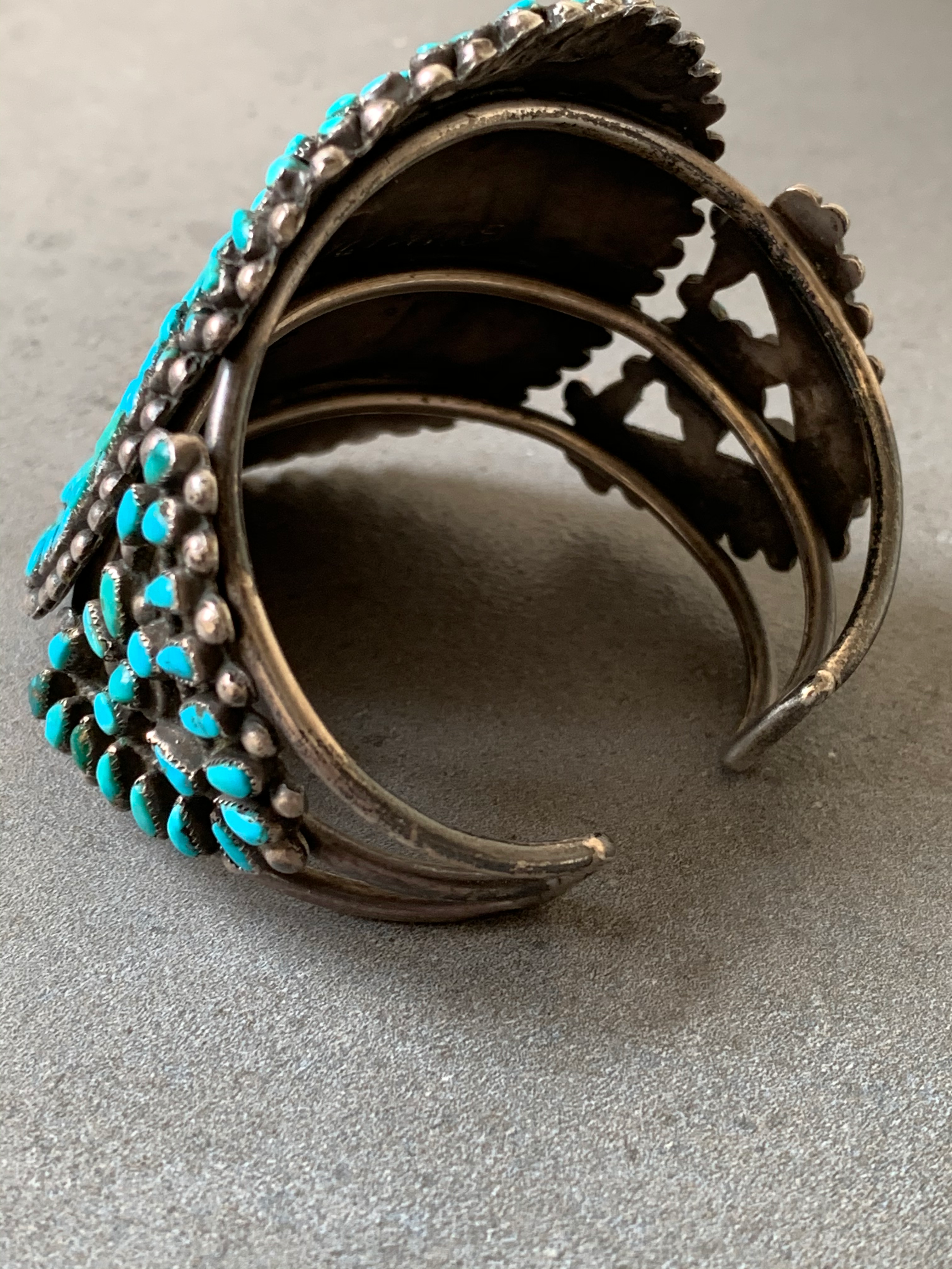 Vintage Sterling Silver Turquoise Cluster Bracelet