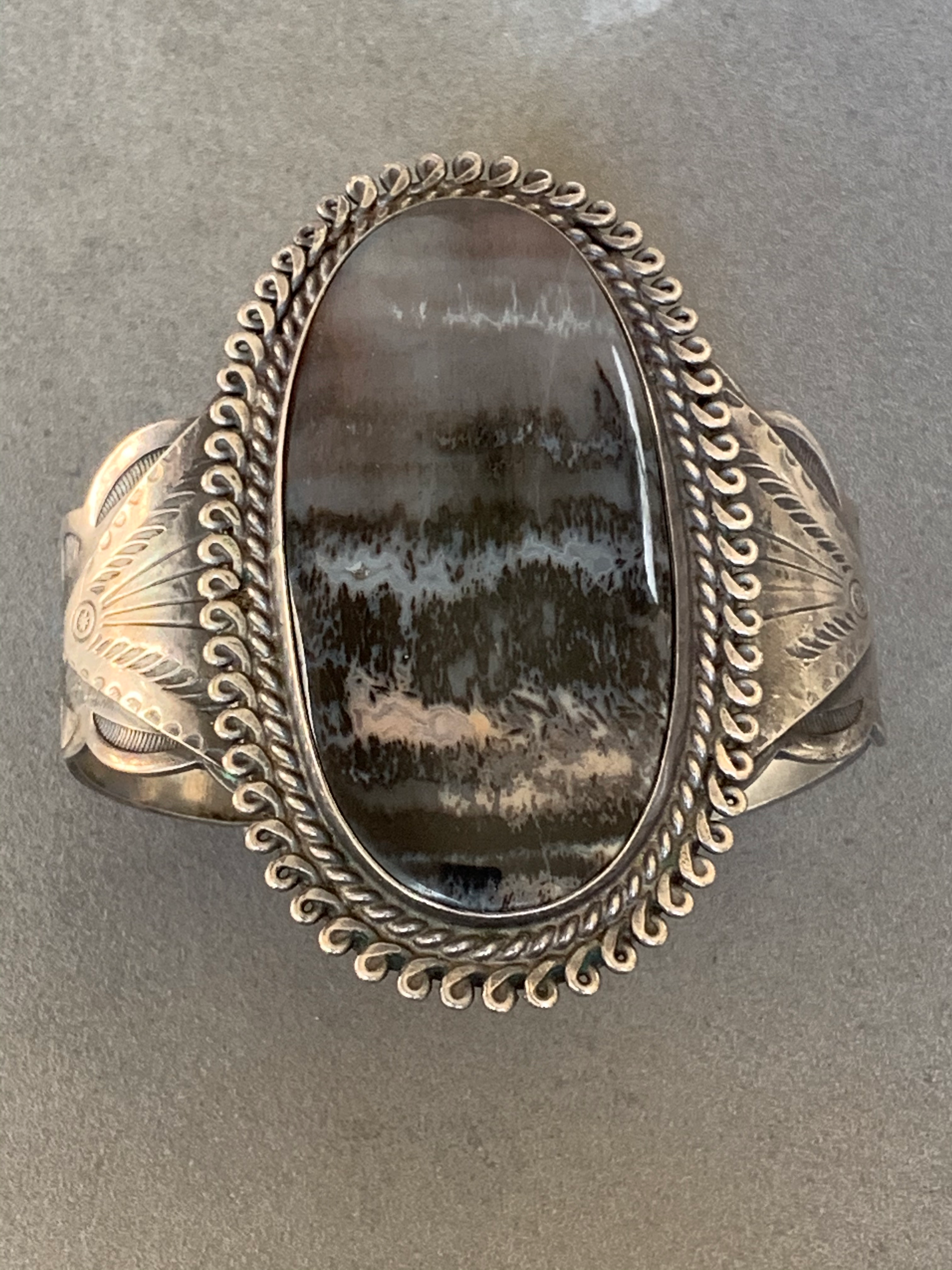 Petrified Wood/Fred hot Harvey Era Sterling Ring