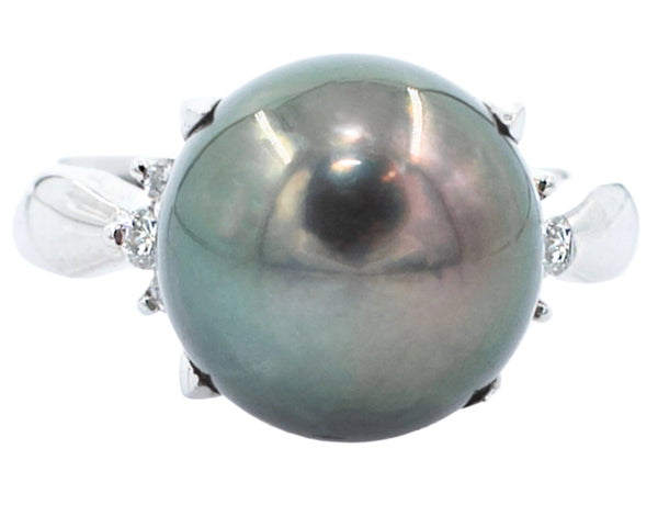 Platinum Pearl and diamond ring.