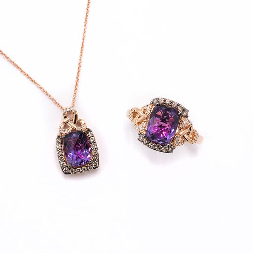 Amethyst & Chocolate Diamond LeVian Pendant and Chain