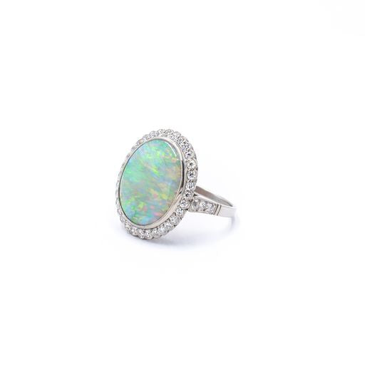 5 ct Opal Cabochon and Diamond Ring