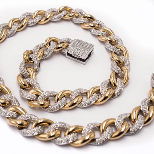 Two-Tone Diamond Cuban Chain