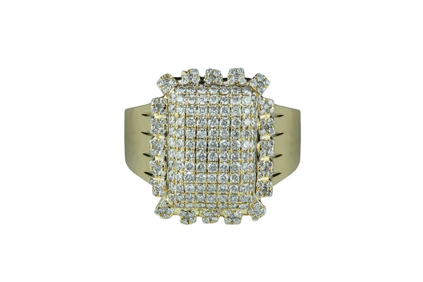 Men's Cluster Pave Diamond Ring 1.25 ctw 14k Yellow Gold