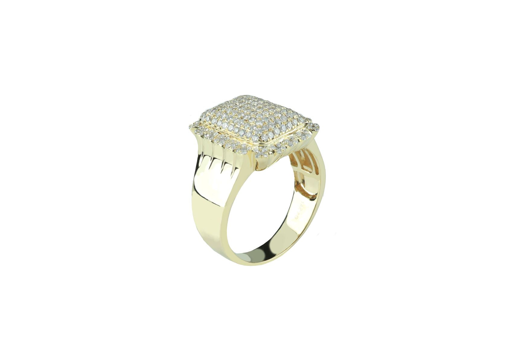Men's Cluster Pave Diamond Ring 1.25 ctw 14k Yellow Gold