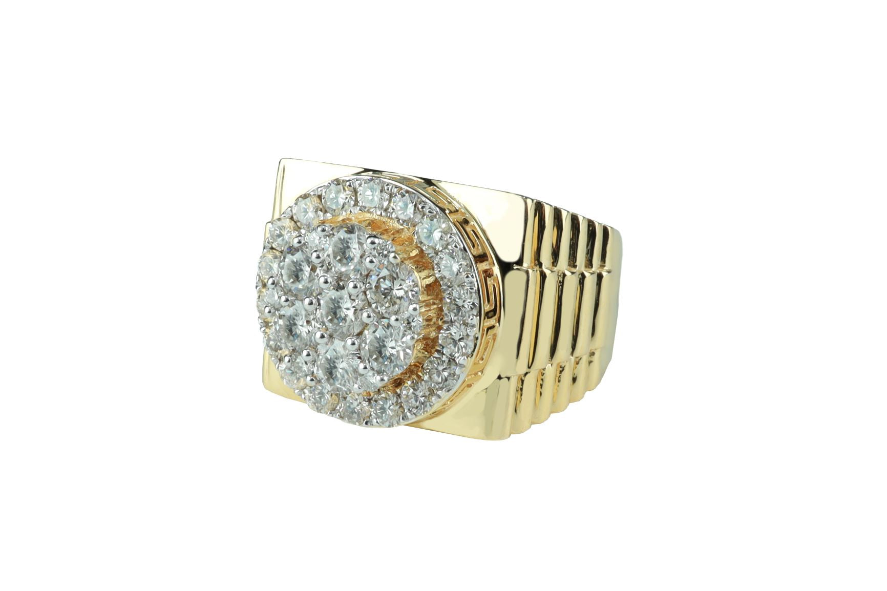 Men's Pierced Design Diamond Ring 14K Yellow Gold