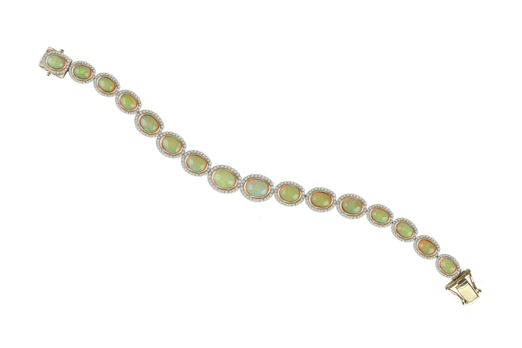AIG Certified 12 ct Opal and 3 ct Diamond Bracelet