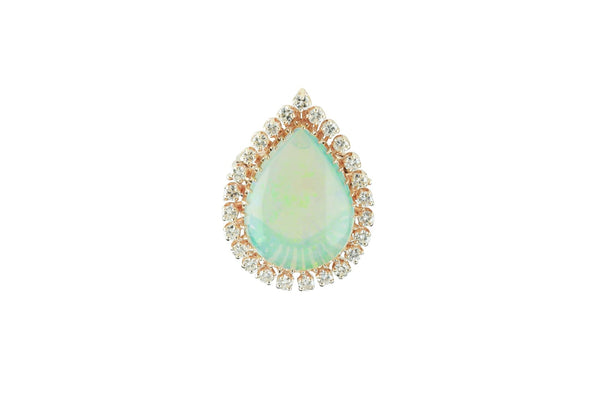 12 ct Opal Cabochon and Diamond Ring