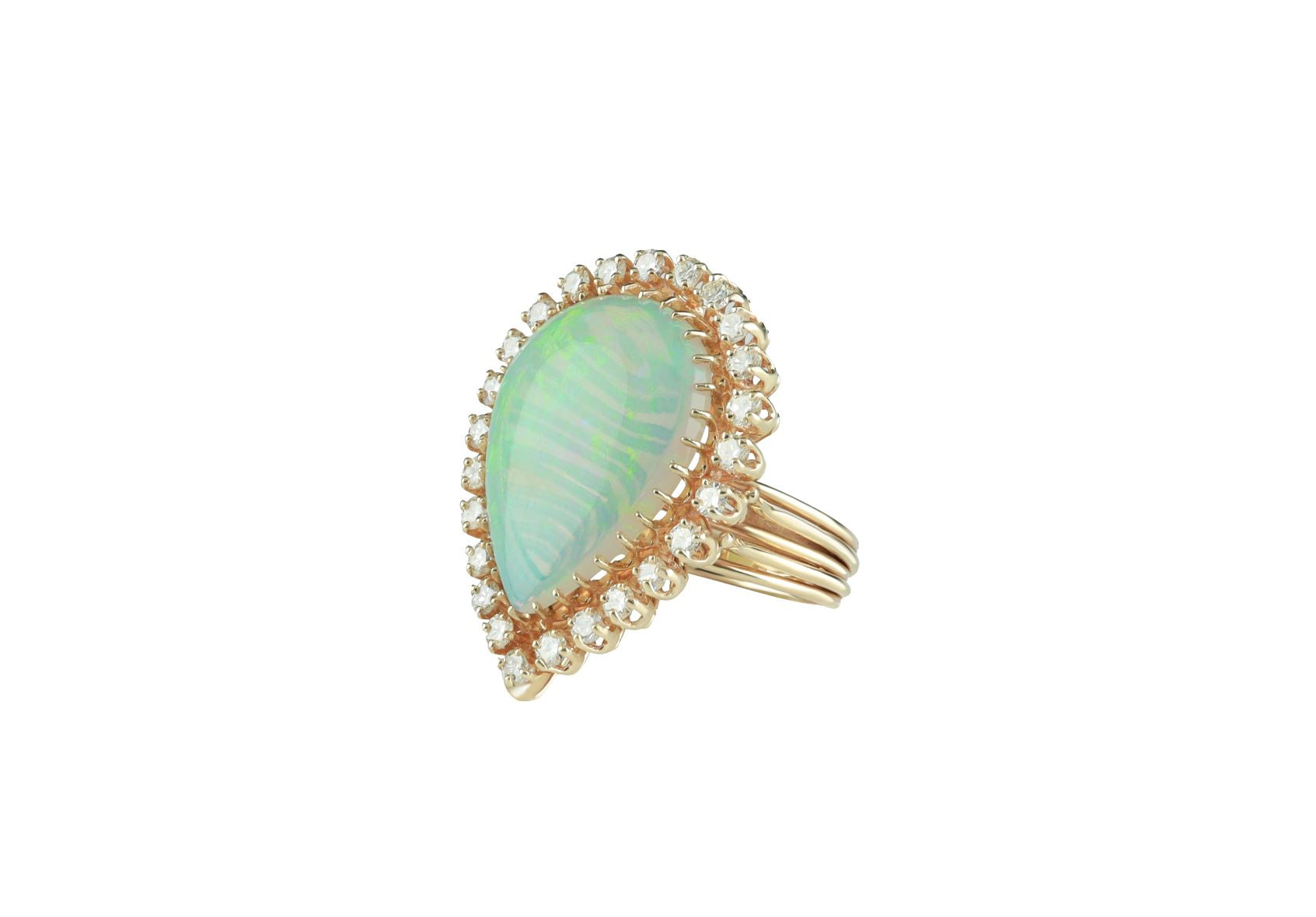12 ct Opal Cabochon and Diamond Ring