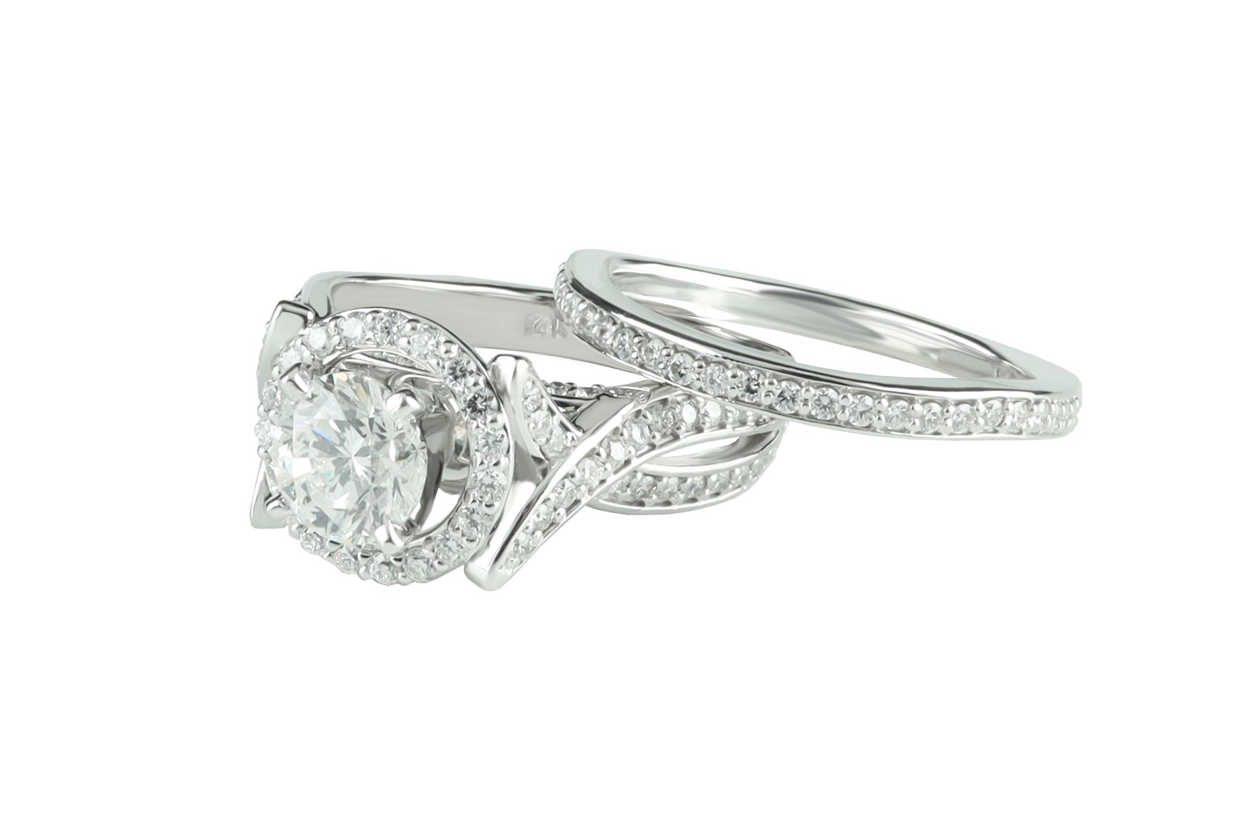 Luminar Diamond Wedding Set GIA 1.85 ctw 14k
