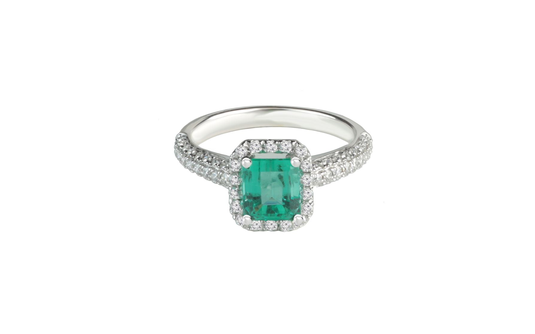 GIA Certified Natural 1ct Emerald and Diamond Ring