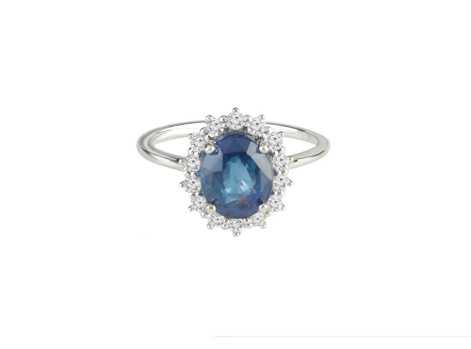 GIA certified natural 2.61 ct Sapphire and Diamond Ring
