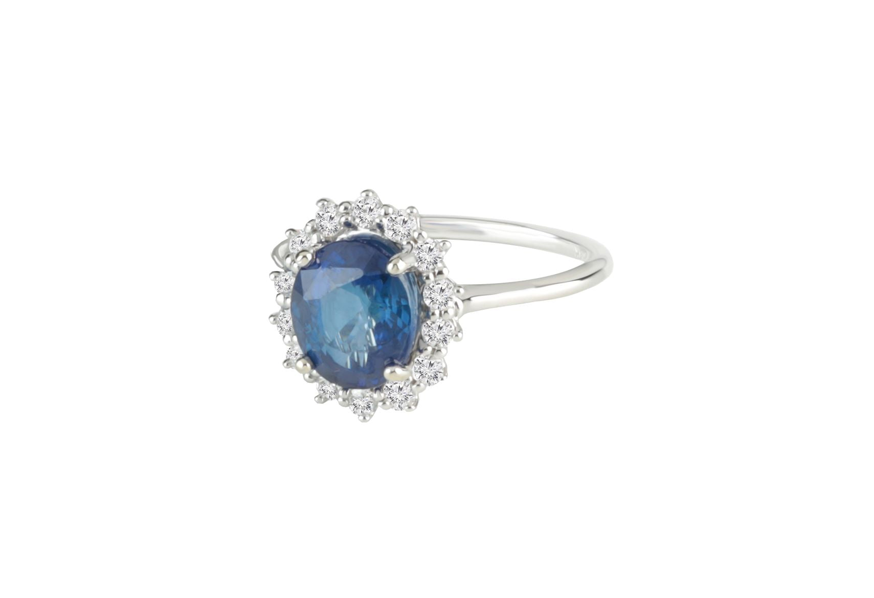 GIA certified natural 2.61 ct Sapphire and Diamond Ring