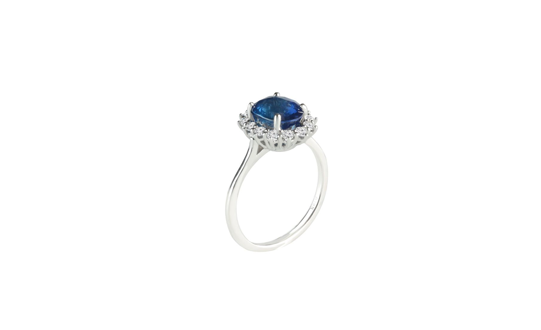 GIA certified natural 2.61 ct Sapphire and Diamond Ring