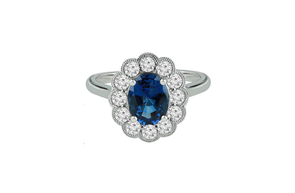 AIG certified natural 1.36 ct Sapphire and Diamond Ring 18k