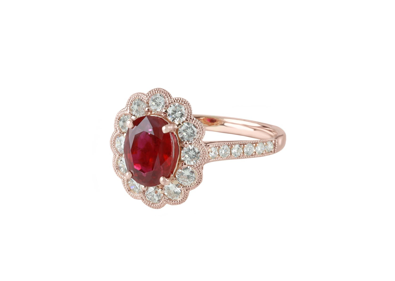 AIG certified natural 1.7 ct Ruby and Diamond Ring 18k