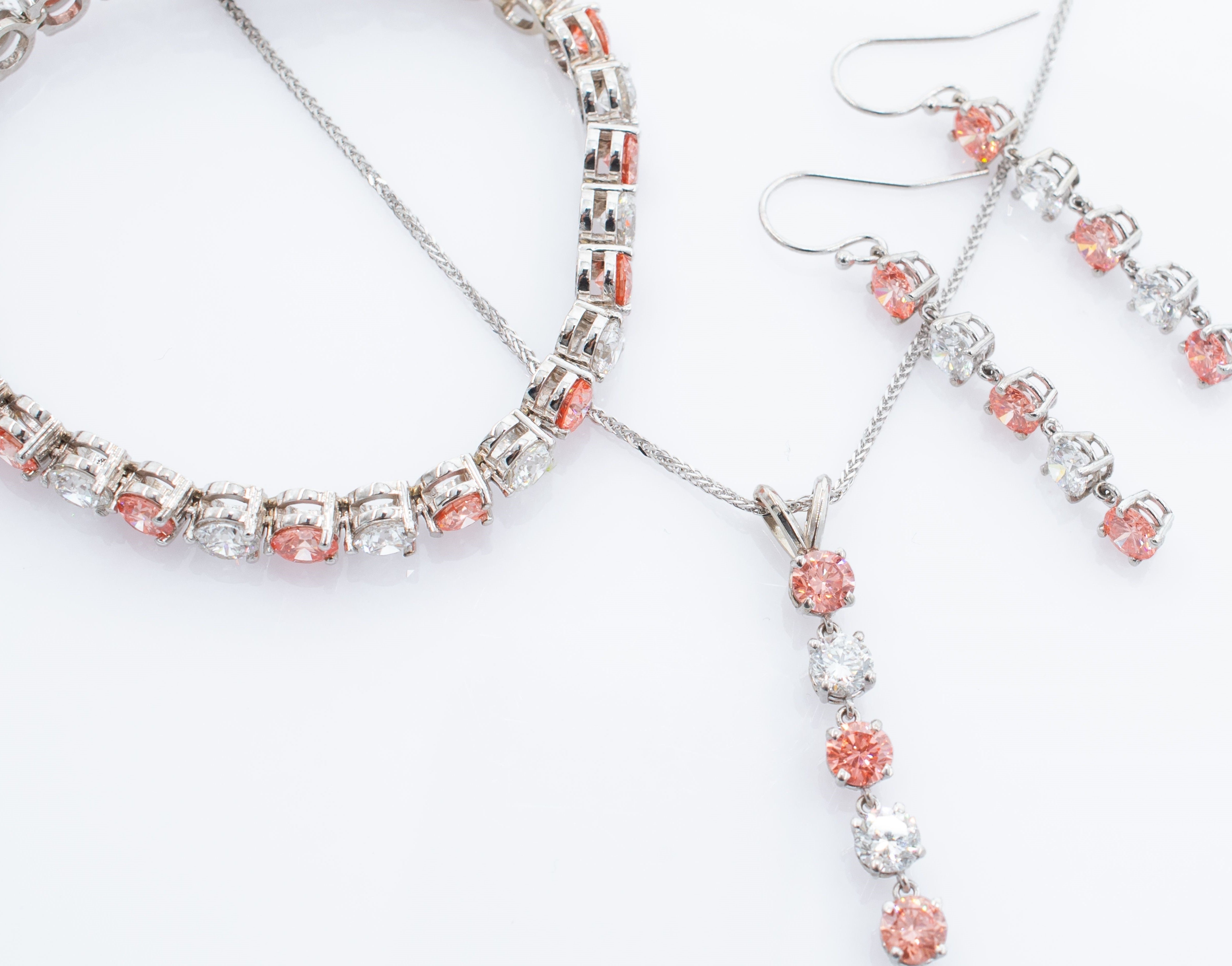 Lab Grown Pink and White Diamond Necklace