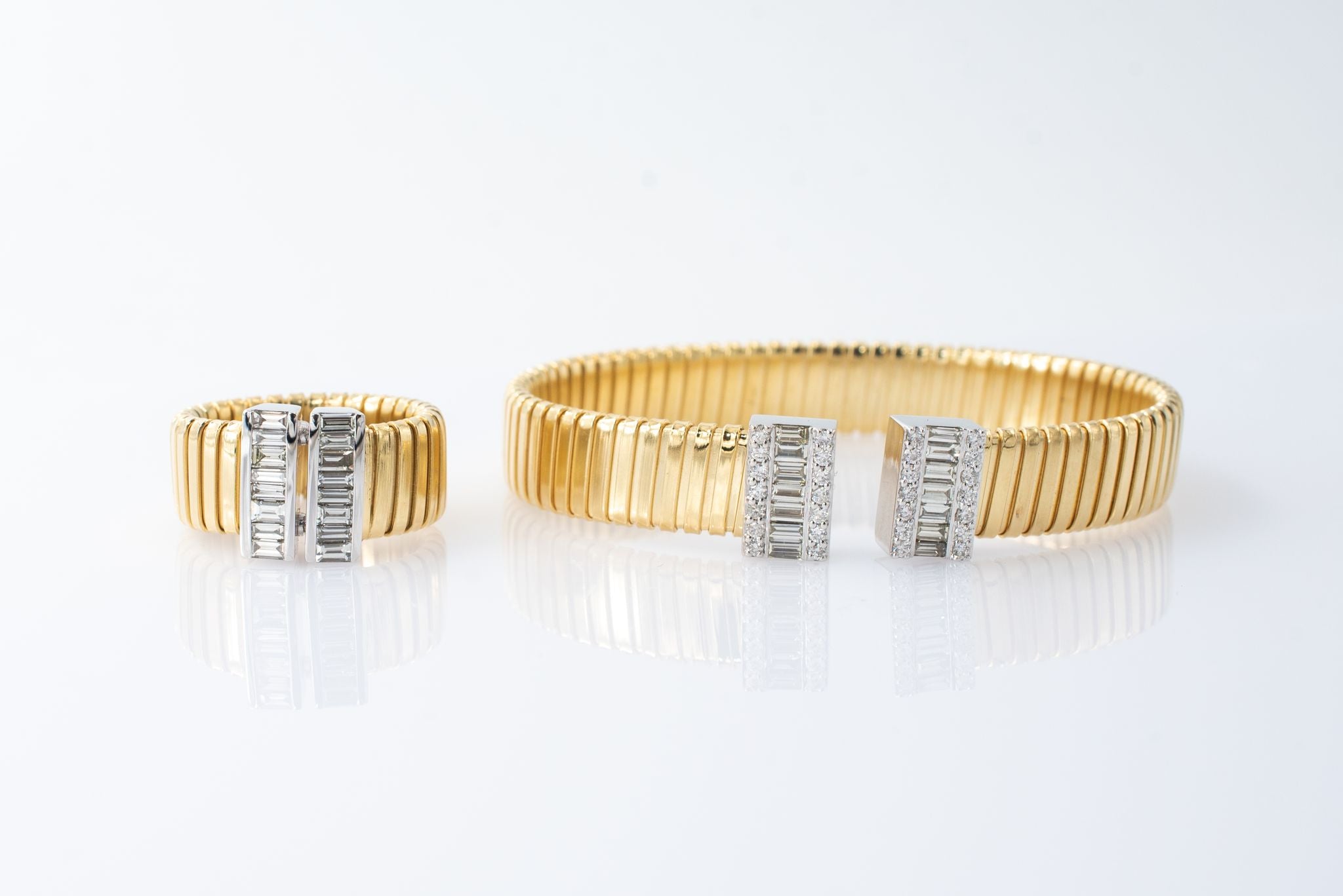 Ladies Baguette Diamond Bracelet and Ring Set