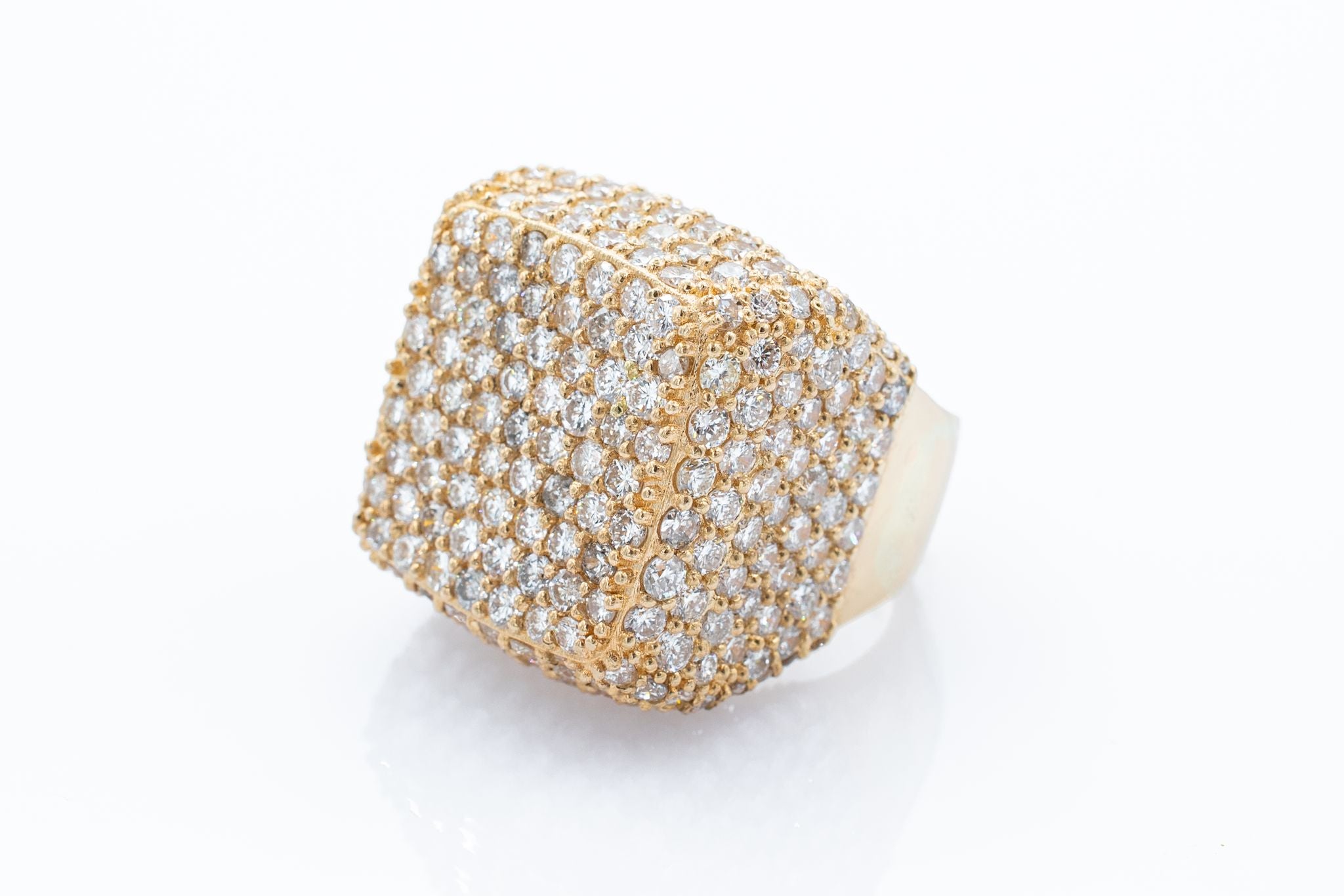 Men's 14K square pave diamond ring